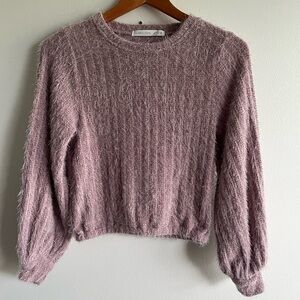 Altar’d State Sweater Purple Soft Chenille Cropped Long Sleeve Sz XS